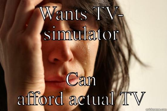 WANTS TV- SIMULATOR CAN AFFORD ACTUAL TV First World Problems