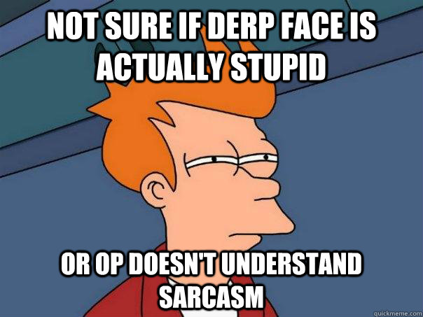 Not sure if derp face is actually stupid Or op doesn't understand sarcasm - Not sure if derp face is actually stupid Or op doesn't understand sarcasm  Futurama Fry