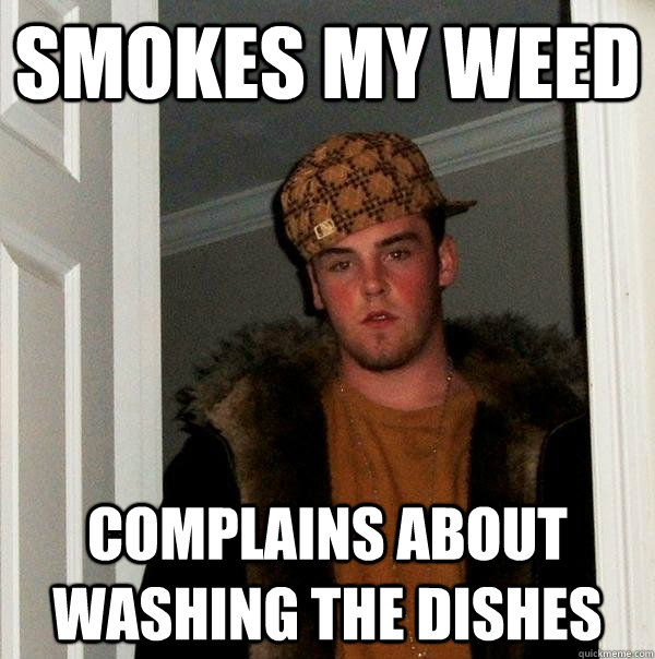 Smokes my weed Complains about washing the dishes  Scumbag Steve