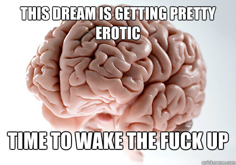 This dream is getting pretty erotic Time to wake the fuck up  Scumbag Brain