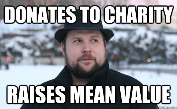 Donates to charity Raises Mean value  Scumbag Notch