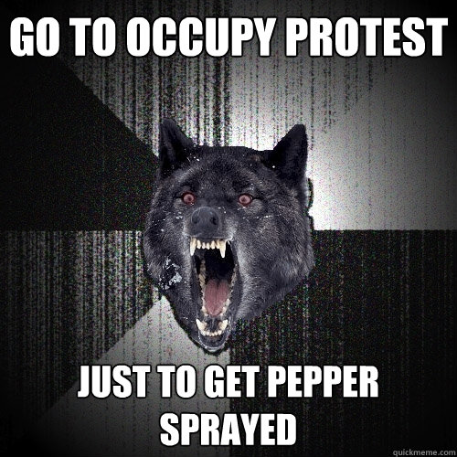 go to occupy protest just to get pepper sprayed  Insanity Wolf