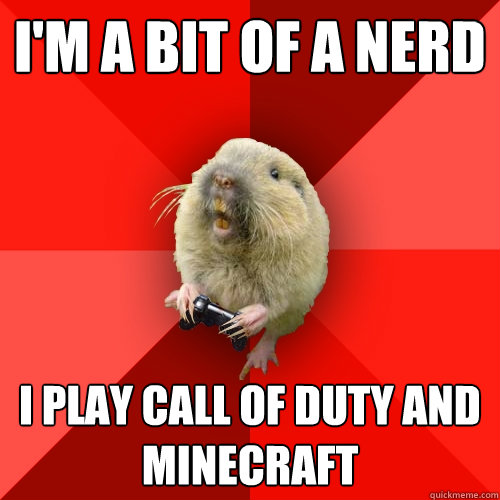 I'm a bit of a nerd I play Call of duty and minecraft  Gaming Gopher