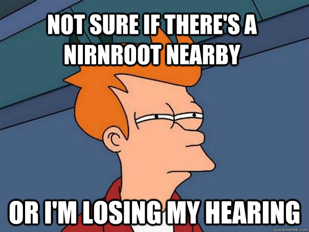 Not sure if there's a nirnroot nearby Or I'm losing my hearing  Futurama Fry