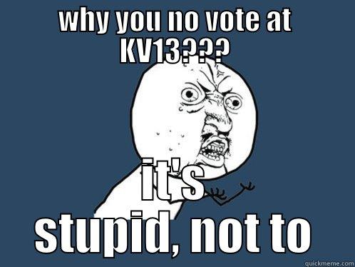 WHY YOU NO VOTE AT KV13??? IT'S STUPID, NOT TO Y U No