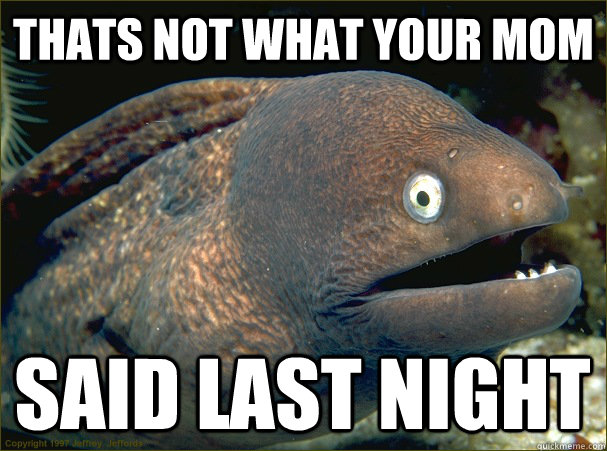 Thats not what your mom said last night - Thats not what your mom said last night  Bad Joke Eel