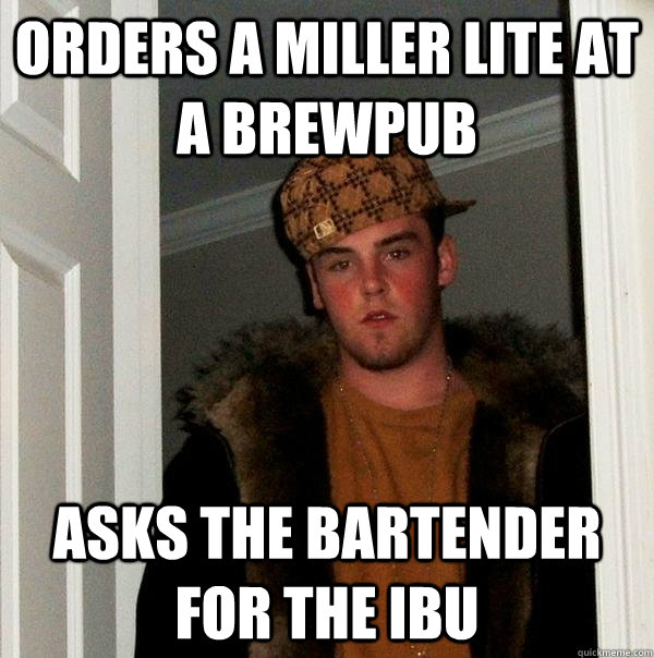 Orders a miller Lite at a Brewpub Asks the Bartender for the IBU  Scumbag Steve