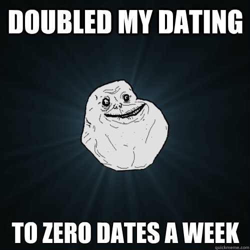 Doubled my dating to zero dates a week - Doubled my dating to zero dates a week  Forever Alone