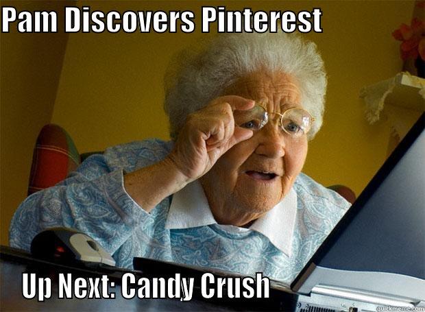 PAM DISCOVERS PINTEREST                   UP NEXT: CANDY CRUSH                          Grandma finds the Internet