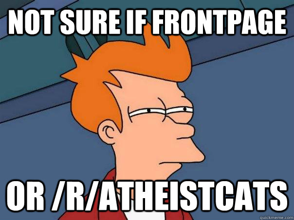 Not sure if frontpage Or /r/atheistcats - Not sure if frontpage Or /r/atheistcats  Futurama Fry