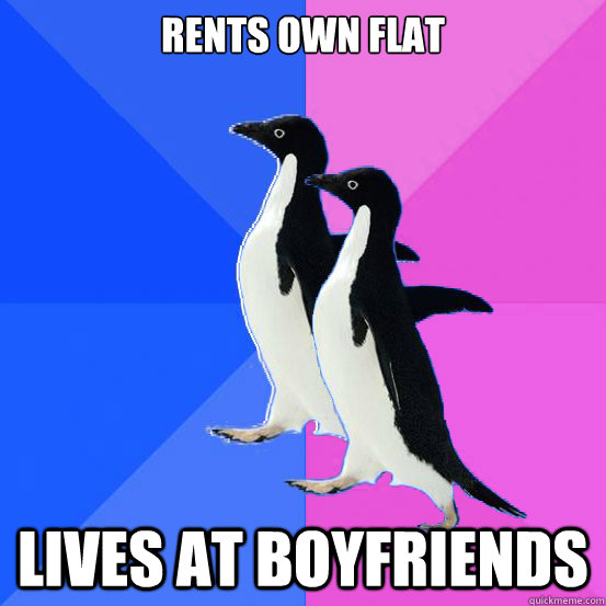 rENTS oWN fLAT lIVES at boyfriends  Socially Awkward Couple