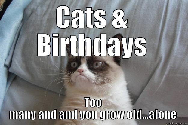 CATS & BIRTHDAYS TOO MANY AND AND YOU GROW OLD...ALONE Grumpy Cat