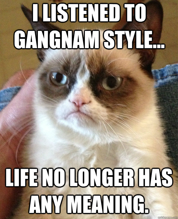 I listened to Gangnam Style... Life no longer has any meaning.  Grumpy Cat