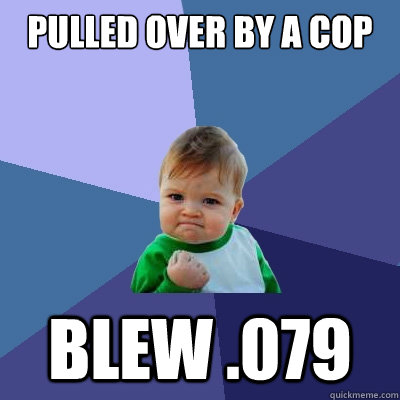 Pulled over by a cop Blew .079  Success Kid