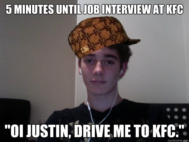 5 minutes until job interview at kfc 