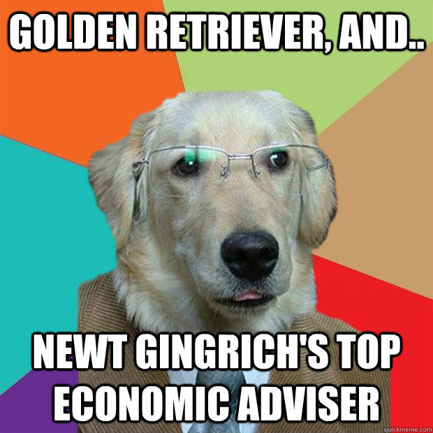 Golden Retriever, and.. newt gingrich's top economic adviser - Golden Retriever, and.. newt gingrich's top economic adviser  Business Dog