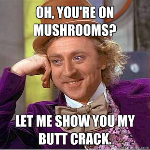 Oh, you're on mushrooms? Let me show you my butt crack.  Condescending Wonka