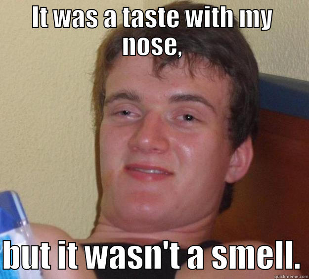 IT WAS A TASTE WITH MY NOSE,  BUT IT WASN'T A SMELL. 10 Guy