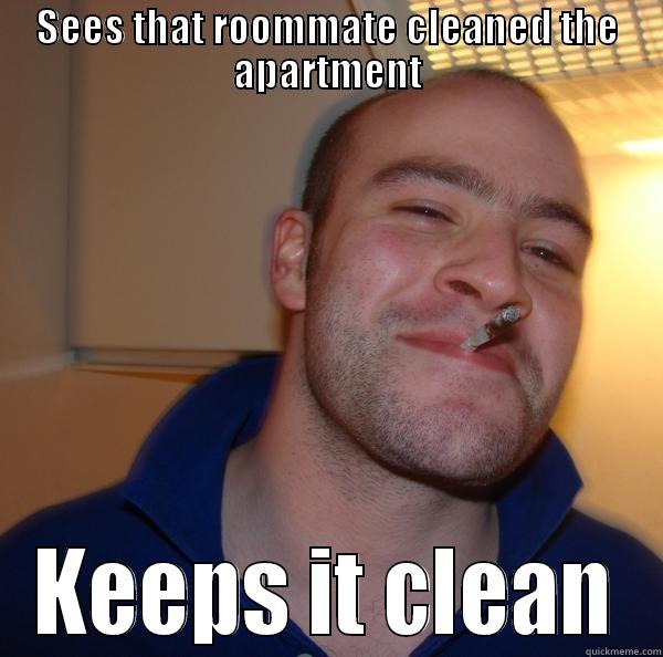 SEES THAT ROOMMATE CLEANED THE APARTMENT KEEPS IT CLEAN Good Guy Greg 