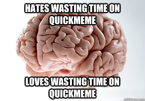 Hates wasting time on Quickmeme loves wasting time on quickmeme  Scumbag Brain