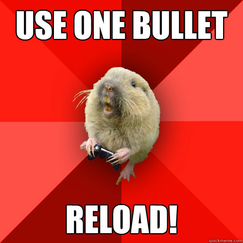 Use one bullet RELOAD!  Gaming Gopher