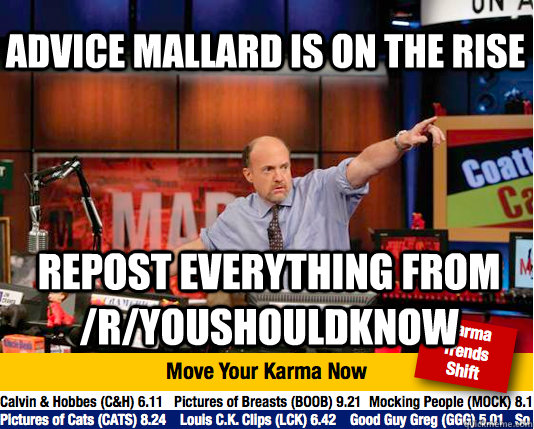 Advice Mallard is on the rise Repost Everything from /r/YouShouldKnow - Advice Mallard is on the rise Repost Everything from /r/YouShouldKnow  Mad Karma with Jim Cramer