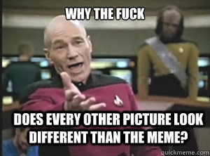 why the fuck does every other picture look different than the meme? - why the fuck does every other picture look different than the meme?  Annoyed Picard