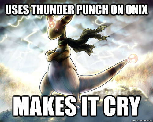 Uses Thunder Punch on Onix Makes it cry  Badass Ampharos