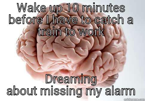 WAKE UP 10 MINUTES BEFORE I HAVE TO CATCH A TRAIN TO WORK DREAMING ABOUT MISSING MY ALARM Scumbag Brain