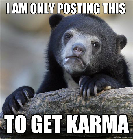 I am only posting this to get karma  Confession Bear