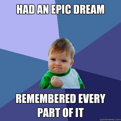 Had an epic dream remembered every part of it  Success Kid