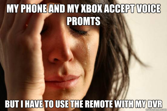 My phone and my xbox accept voice promts but I have to use the remote with my DVR  First World Problems