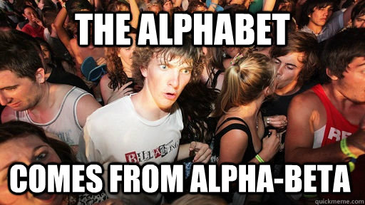 The Alphabet comes from alpha-beta   Sudden Clarity Clarence