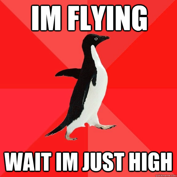 im flying wait im just high  Socially Awesome Penguin