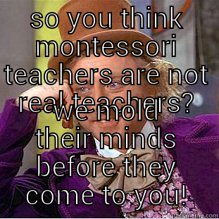 SO YOU THINK MONTESSORI TEACHERS ARE NOT REAL TEACHERS? WE MOLD THEIR MINDS BEFORE THEY COME TO YOU! Condescending Wonka