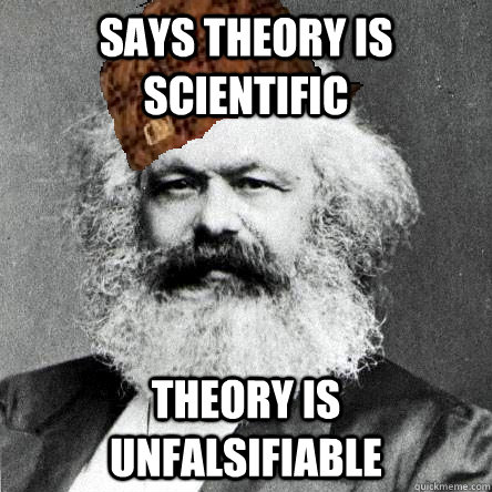 Says theory is scientific Theory is unfalsifiable - Says theory is scientific Theory is unfalsifiable  Scumbag Marx