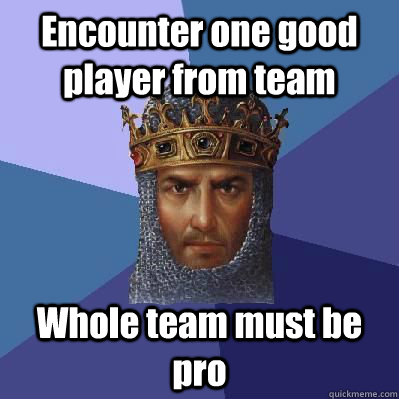 Encounter one good player from team Whole team must be pro  Age of Empires