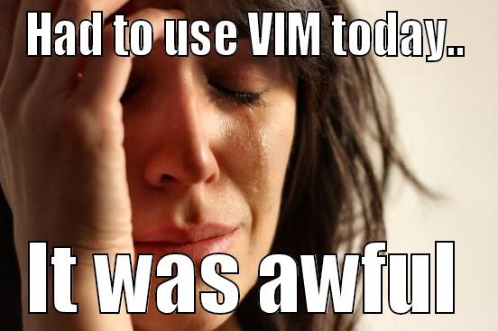 HAD TO USE VIM TODAY.. IT WAS AWFUL First World Problems