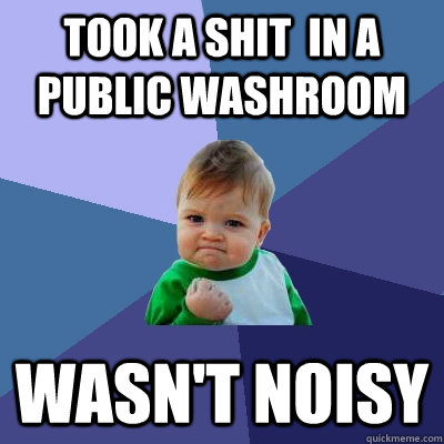 Took a shit  in a public washroom wasn't noisy  Success Kid