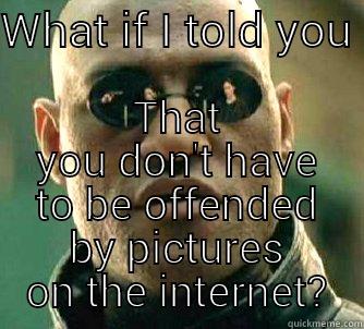 WHAT IF I TOLD YOU  THAT YOU DON'T HAVE TO BE OFFENDED BY PICTURES ON THE INTERNET? Matrix Morpheus