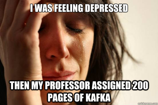 i was feeling depressed then my professor assigned 200 pages of kafka  First World Problems