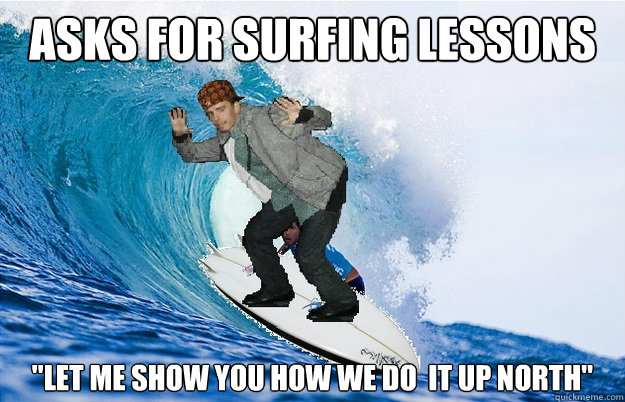 asks for surfing lessons 