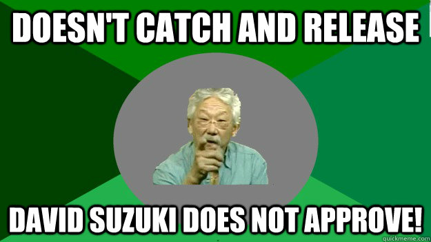 doesn't catch and release David Suzuki Does not approve!  David Suzuki disapproval