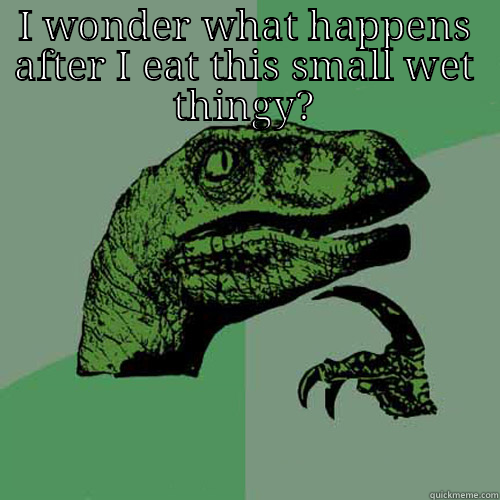 EATING BABIES - I WONDER WHAT HAPPENS AFTER I EAT THIS SMALL WET THINGY?  Philosoraptor