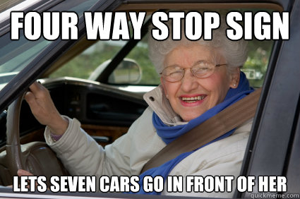 four way stop sign lets seven cars go in front of her - four way stop sign lets seven cars go in front of her  South Florida Driver