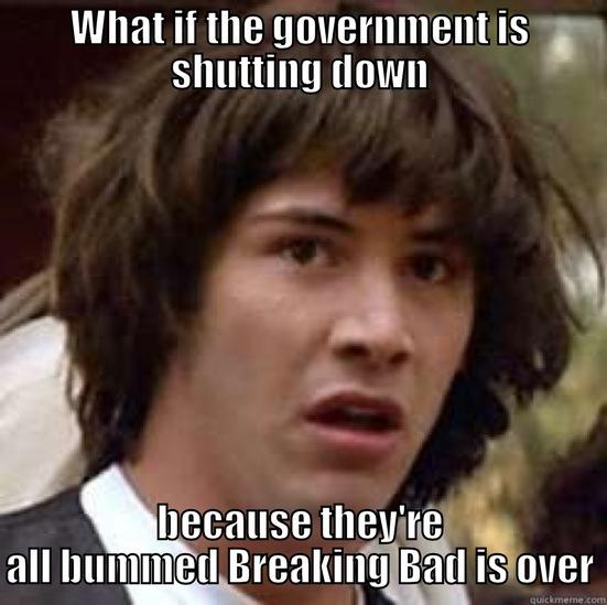 WHAT IF THE GOVERNMENT IS SHUTTING DOWN BECAUSE THEY'RE ALL BUMMED BREAKING BAD IS OVER conspiracy keanu