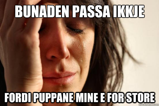 Bunaden passa ikkje Fordi puppane mine e for store  First World Problems