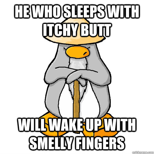 He who sleeps with itchy butt will wake up with smelly fingers  Wise Sensei