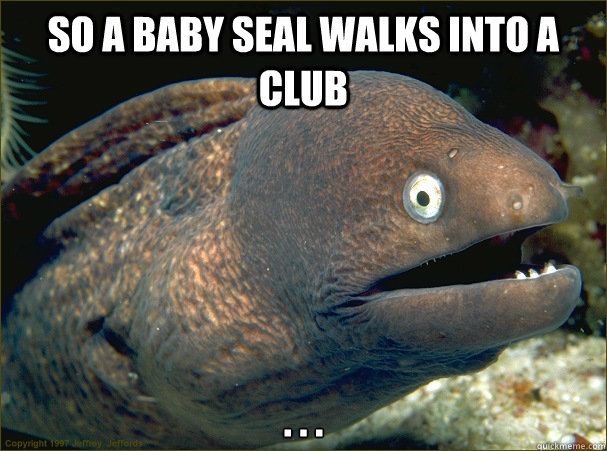 So a baby seal walks into a club . . . - So a baby seal walks into a club . . .  Bad Joke Eel