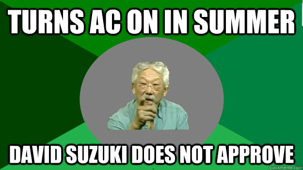 Turns AC on in summer David Suzuki Does not approve  